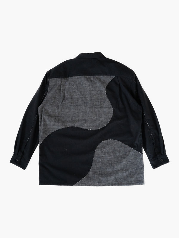 Handmade Sashiko Shirt with Wave Motif