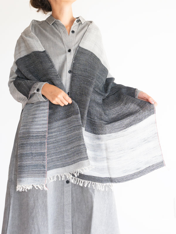 SMALL / DOUBLE FACED MERINO WOOL SCARF - HAND-DYED YARN