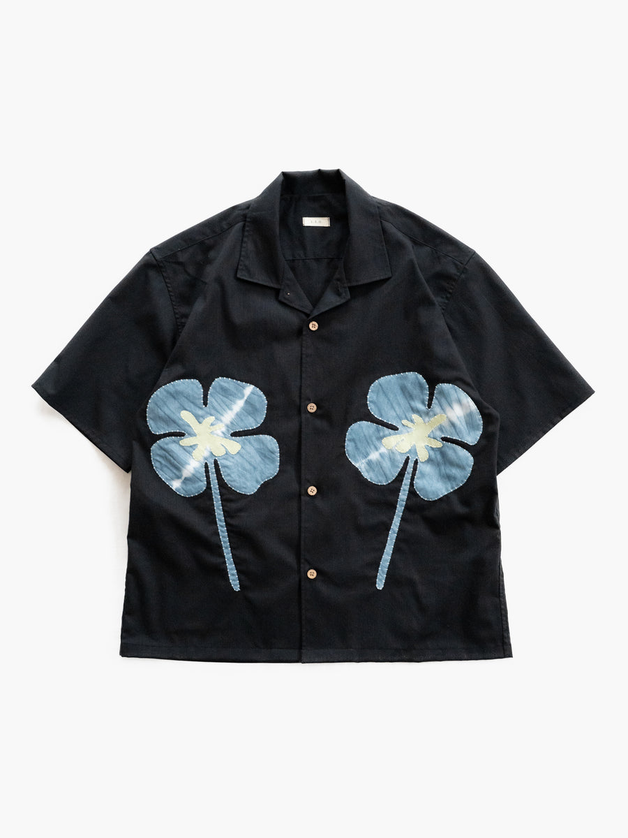 Hand-stitched Sashiko Aloha Shirt with Clover Motif No.022 – Leo Store