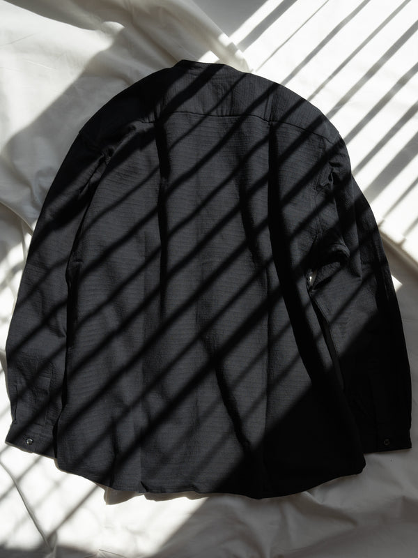 UNISEX RELAXED SHIRT - HERRINGBONE BLACK