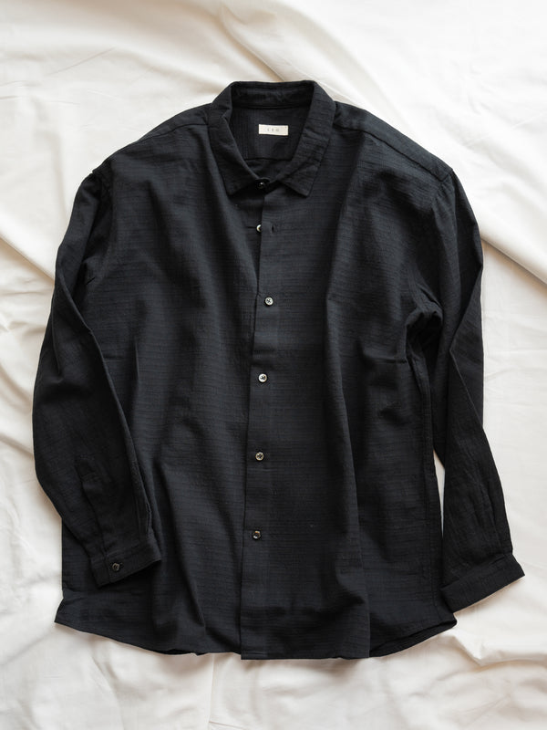 UNISEX RELAXED SHIRT - HERRINGBONE BLACK