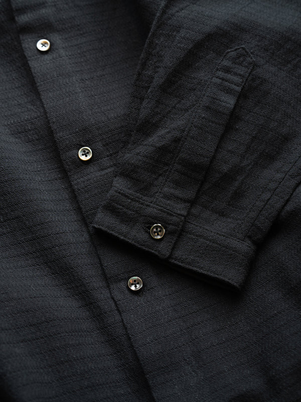 UNISEX / BLACK HERRINGBONE WIDE SHIRT