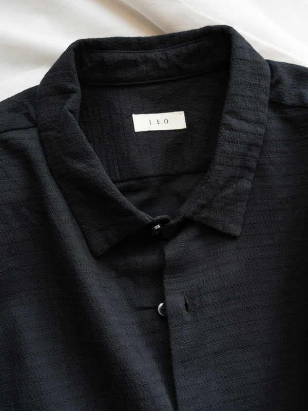 UNISEX RELAXED SHIRT - HERRINGBONE BLACK