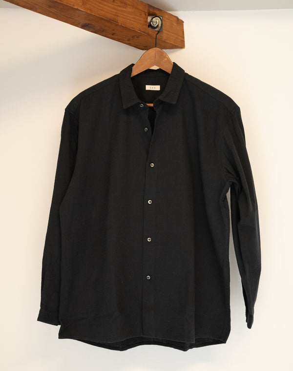 UNISEX RELAXED SHIRT - HERRINGBONE BLACK
