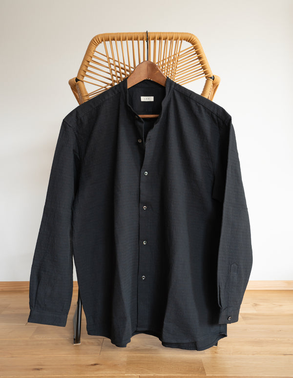 UNISEX RELAXED SHIRT - HERRINGBONE BLACK