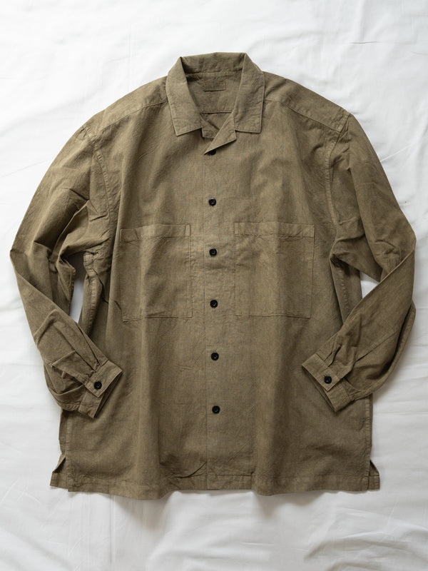 UNISEX OPEN COLLAR SHIRT - BENGARA-DYED