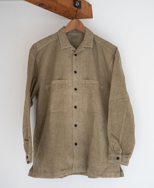 UNISEX OPEN COLLAR SHIRT - BENGARA-DYED
