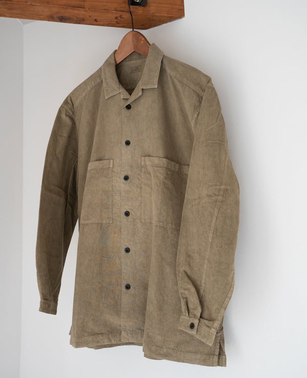 UNISEX OPEN COLLAR SHIRT - BENGARA-DYED