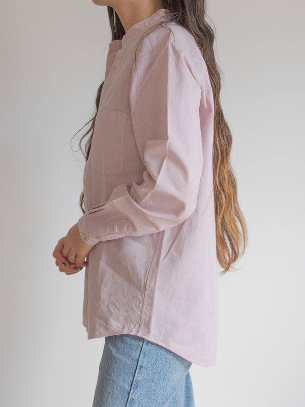 UNISEX STAND COLLAR SHIRT - LINEN