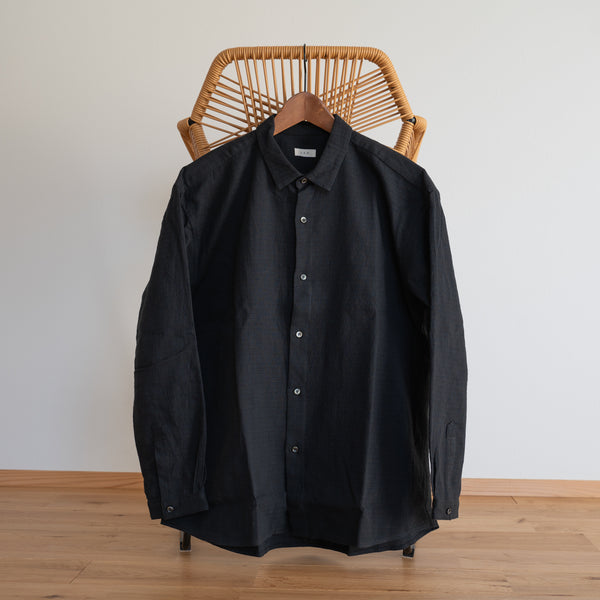 UNISEX RELAXED SHIRT - HERRINGBONE BLACK