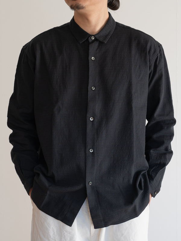UNISEX RELAXED SHIRT - HERRINGBONE BLACK