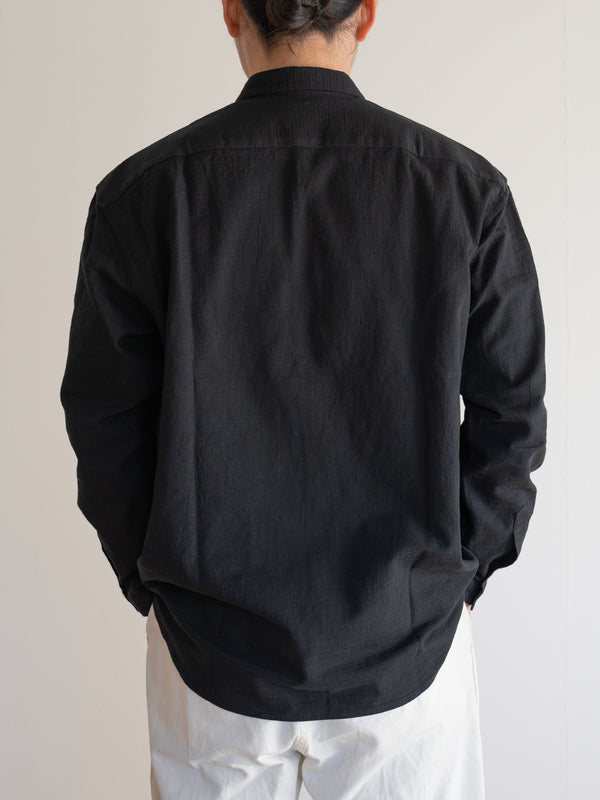UNISEX RELAXED SHIRT - HERRINGBONE BLACK