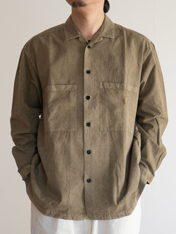 UNISEX OPEN COLLAR SHIRT - BENGARA-DYED