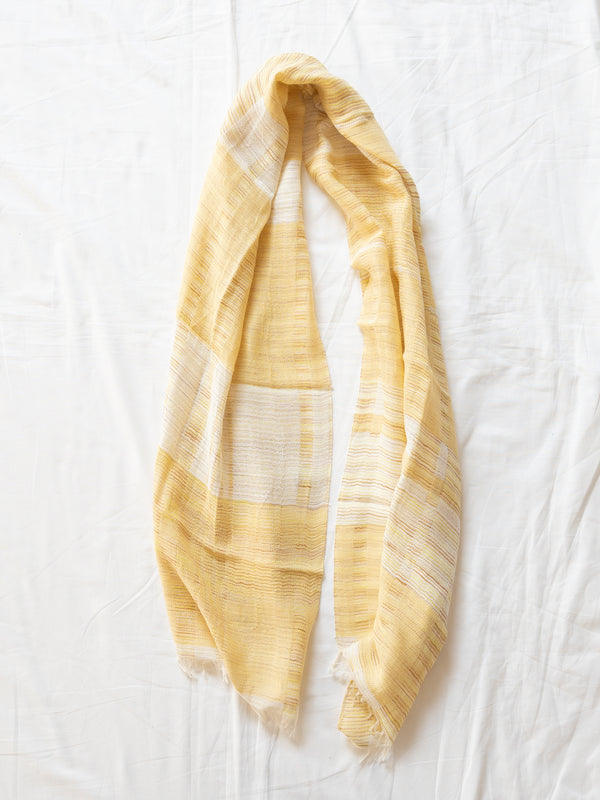 SMALL / BLOCK-WEAVE COTTON STOLE – HAND-DYED SLUB YARN