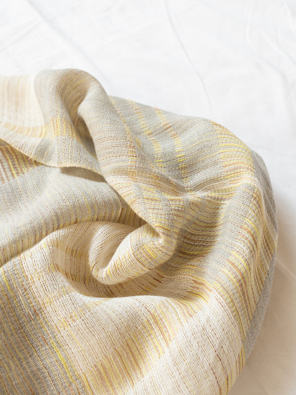 SMALL / BLOCK-WEAVE COTTON STOLE – HAND-DYED SLUB YARN
