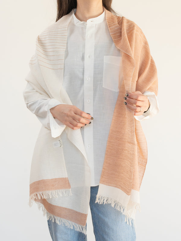 SMALL / ORGANIC COTTON STOLE - BENGARA-DYED