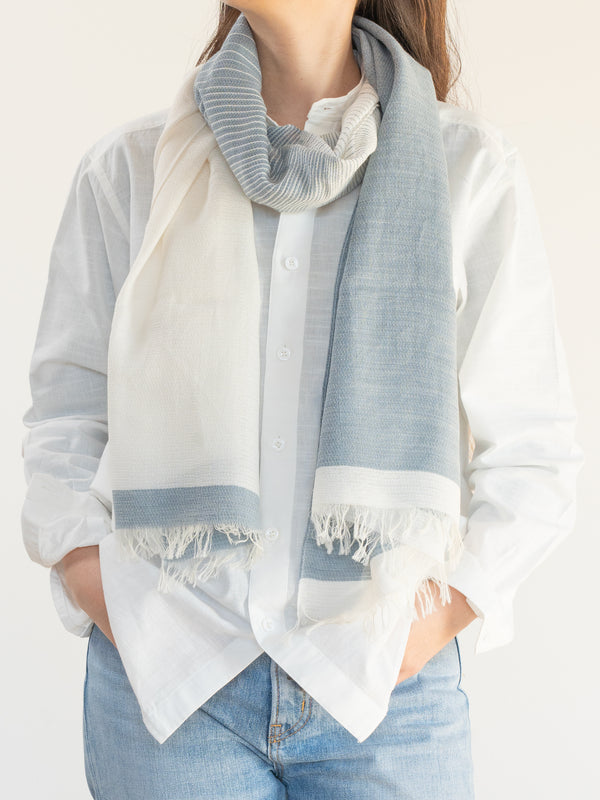 SMALL / ORGANIC COTTON STOLE - INDIGO-DYED