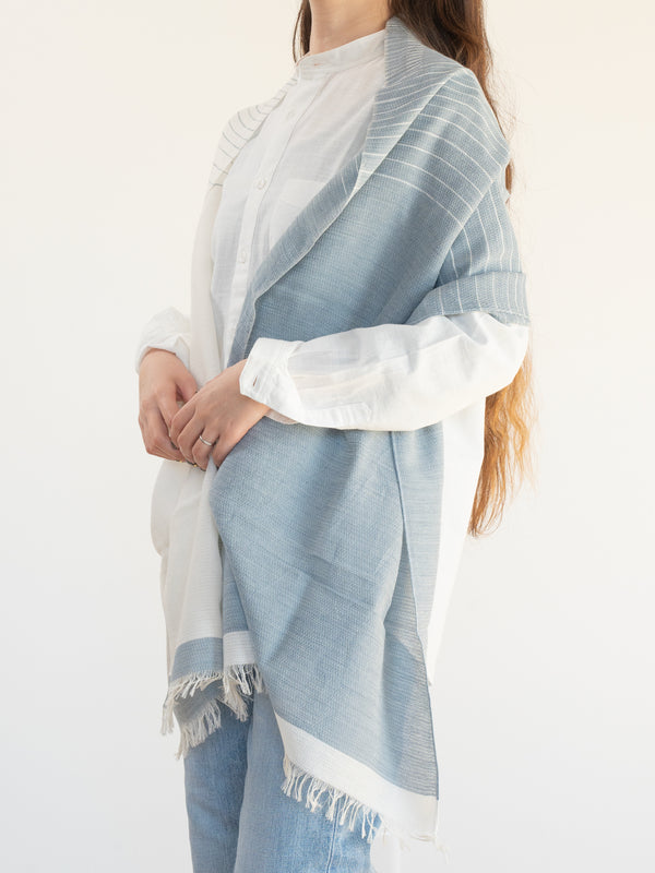SMALL / ORGANIC COTTON STOLE - INDIGO-DYED