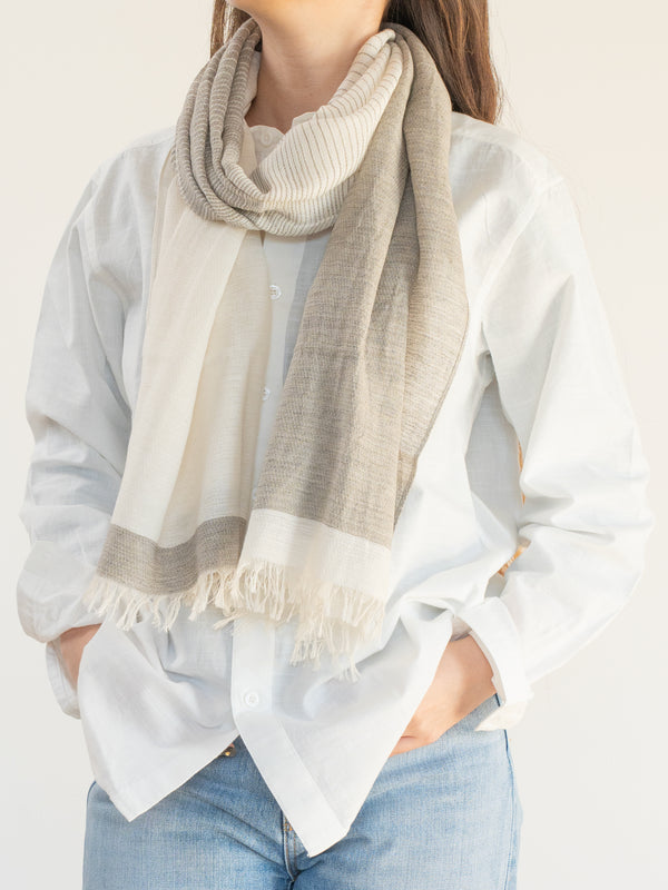 SMALL / ORGANIC COTTON STOLE - SOOT-DYED