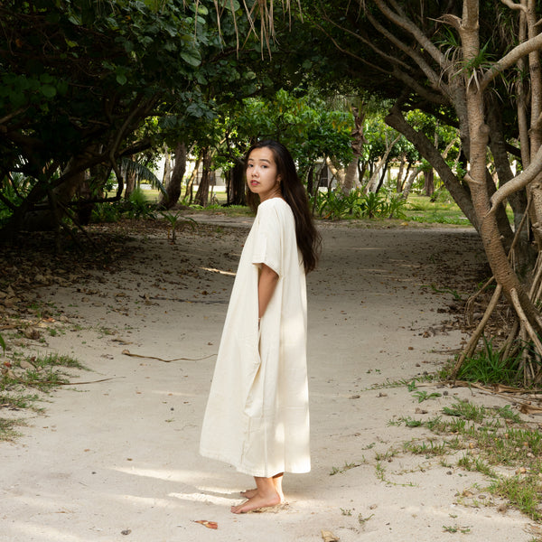 WOMEN’S SHORT SLEEVE DRESS -  BENGARA DYED