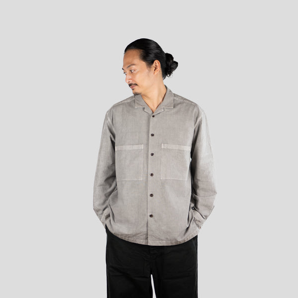 OPEN COLLAR SHIRT - SOOT DYED