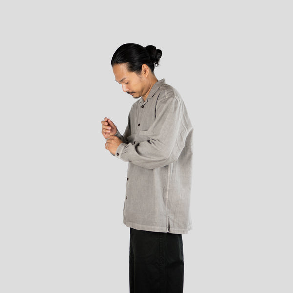 OPEN COLLAR SHIRT - SOOT DYED