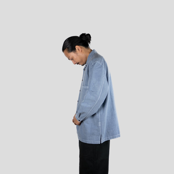 OPEN COLLAR SHIRT - INDIGO DYED