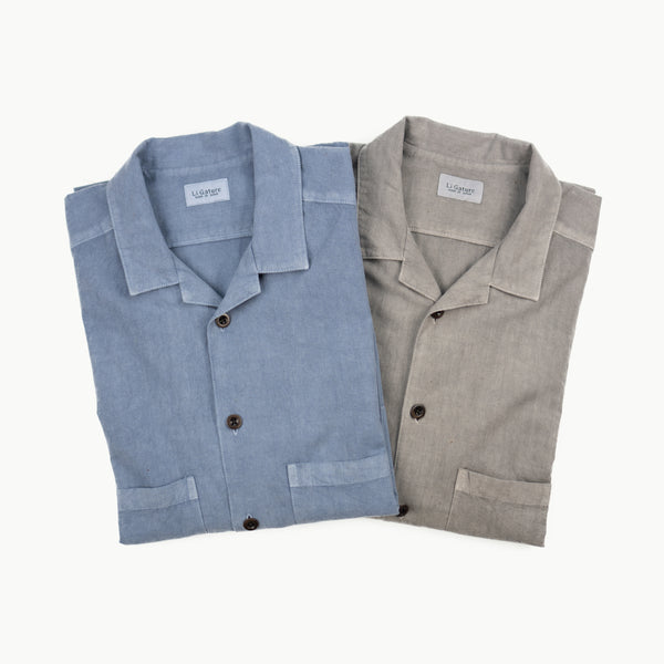 OPEN COLLAR SHIRT - SOOT DYED