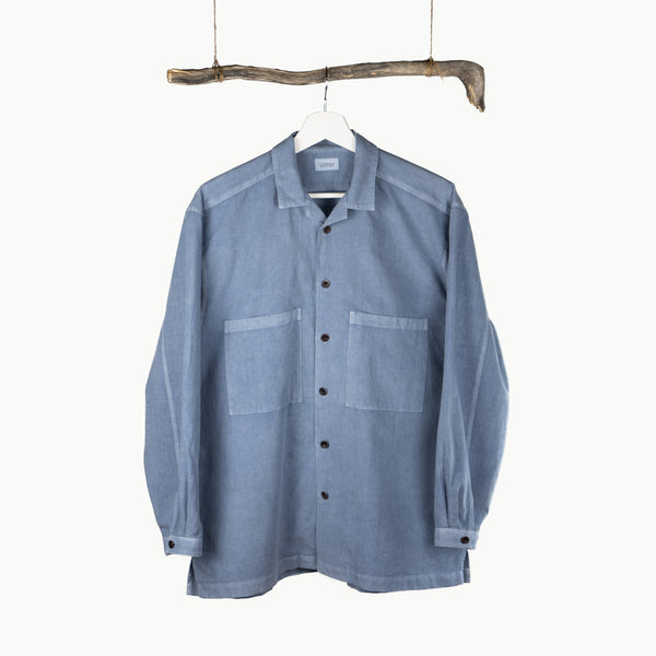 OPEN COLLAR SHIRT - INDIGO DYED