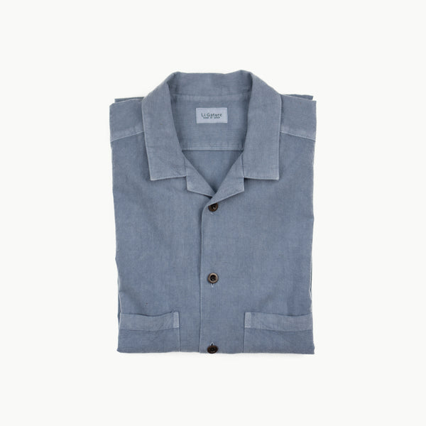 OPEN COLLAR SHIRT - INDIGO DYED