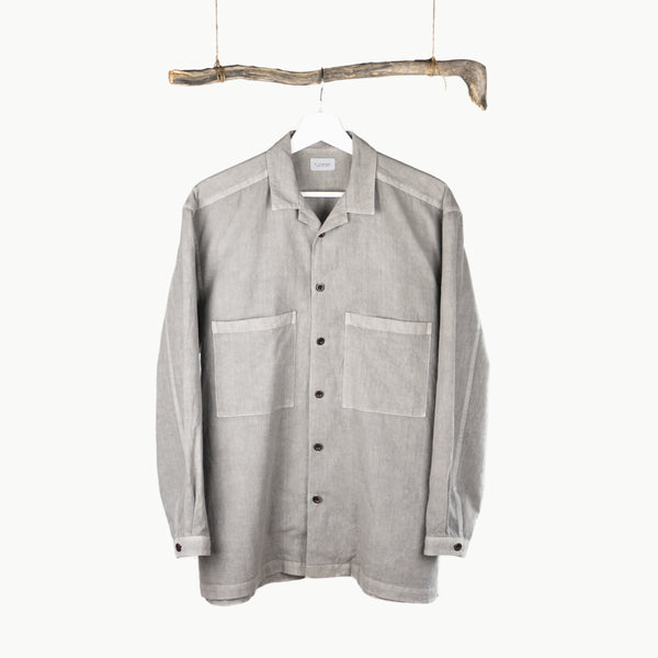 OPEN COLLAR SHIRT - SOOT DYED