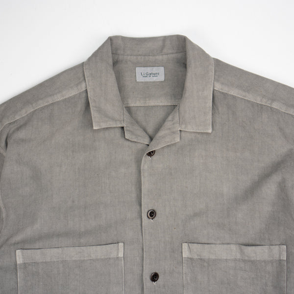OPEN COLLAR SHIRT - SOOT DYED