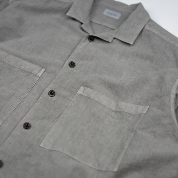 OPEN COLLAR SHIRT - SOOT DYED