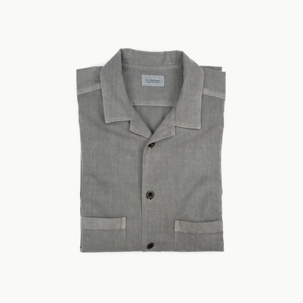 OPEN COLLAR SHIRT - SOOT DYED