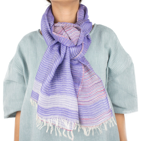 SMALL / TWO-TONE DOUBLE FACED COTTON SCARF