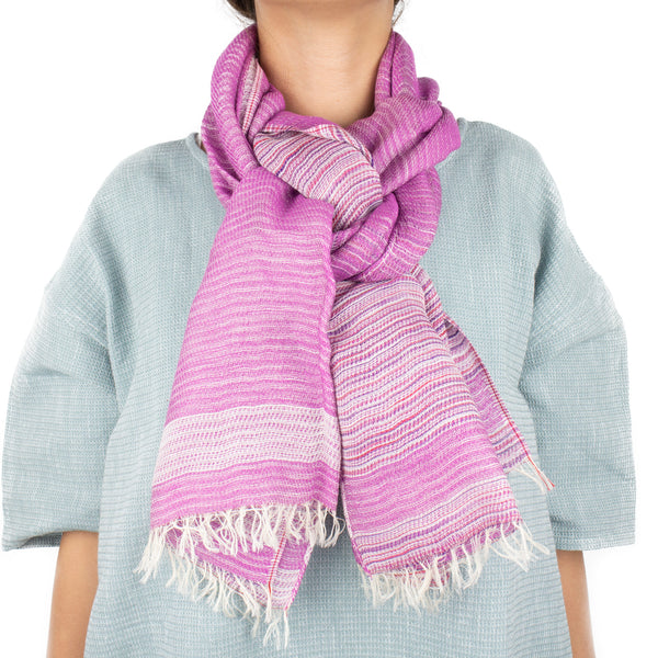 SMALL / TWO-TONE DOUBLE FACED COTTON SCARF