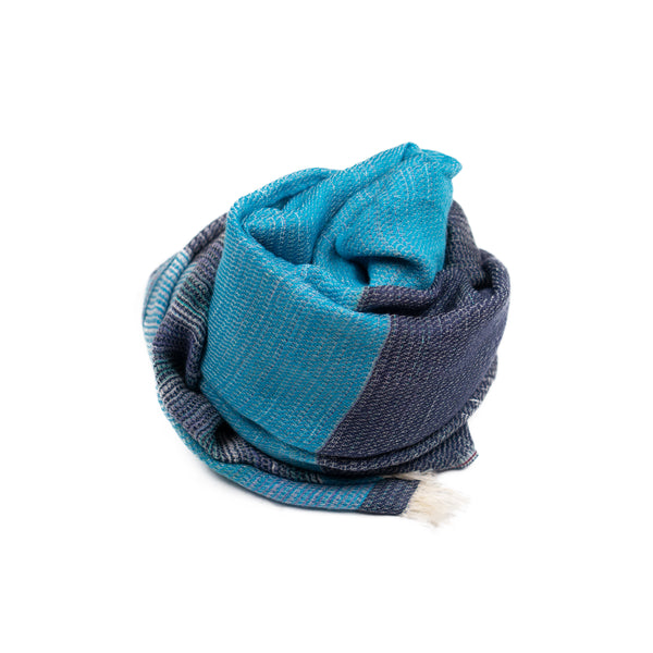 SMALL / DOUBLE FACED MERINO WOOL SCARF - HAND-DYED YARN