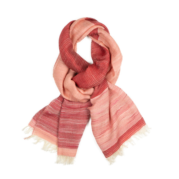 SMALL / DOUBLE FACED MERINO WOOL SCARF - HAND-DYED YARN