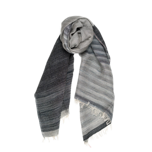SMALL / DOUBLE FACED MERINO WOOL SCARF - HAND-DYED YARN