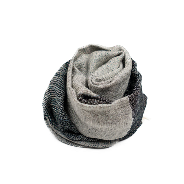 SMALL / DOUBLE FACED MERINO WOOL SCARF - HAND-DYED YARN
