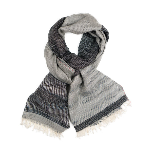 SMALL / DOUBLE FACED MERINO WOOL SCARF - HAND-DYED YARN