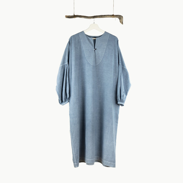 WOMEN’S GATHERED DRESS - INDIGO DYED
