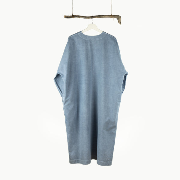 WOMEN’S GATHERED DRESS - INDIGO DYED