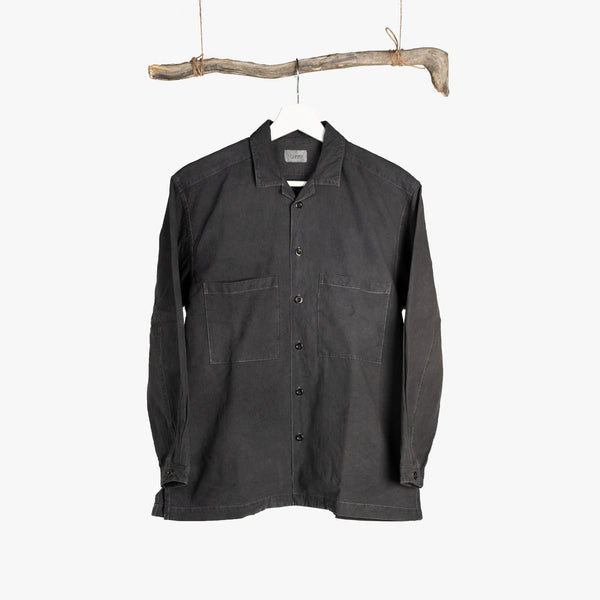 OPEN COLLAR SHIRT - LOGWOOD DYED