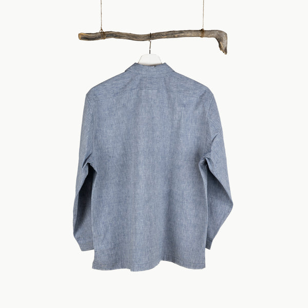 OPEN COLLAR SHIRT - INDIGO DYED