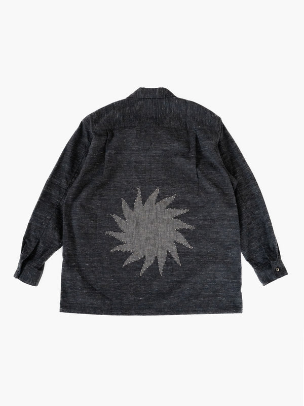 Handmade Sashiko Shirt with Clover Motif