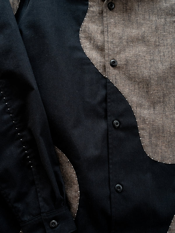 Handmade Sashiko Shirt with Wave Motif