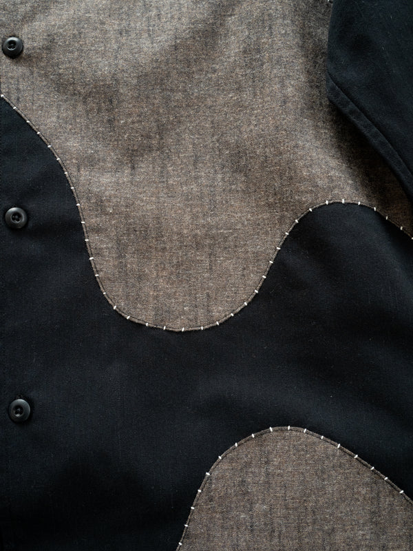 Handmade Sashiko Shirt with Wave Motif