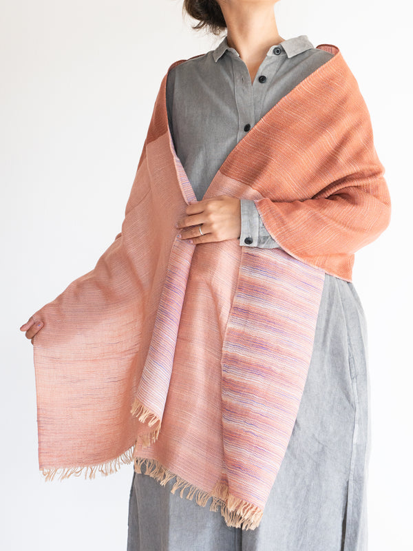 Double face wool scarf / merino wool stole / CARAMEL.PEACH