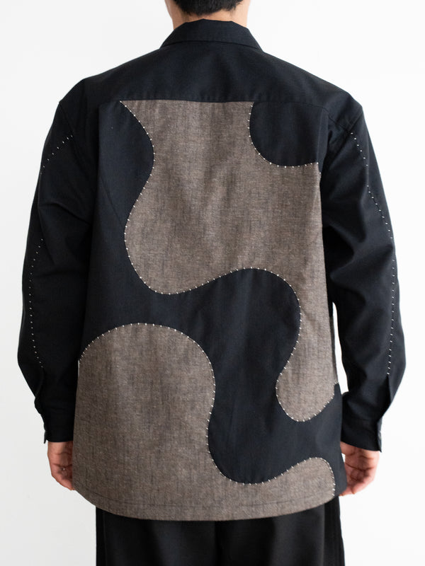 Handmade Sashiko Shirt with Wave Motif
